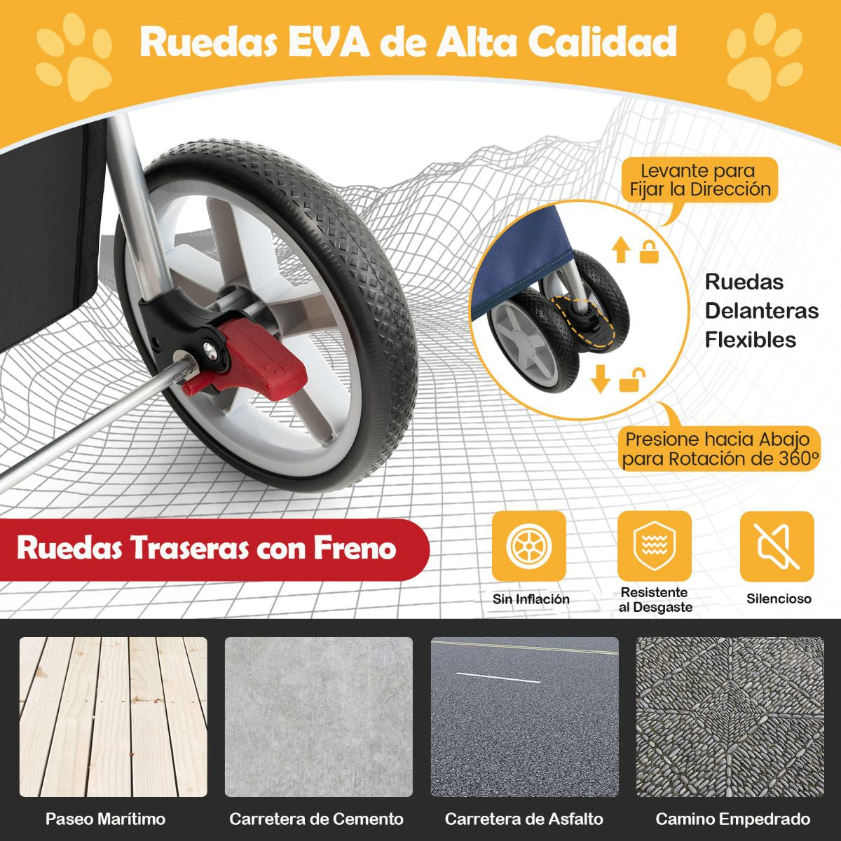 Cochecito Para Mascotas Plegable De 4 Ruedas Transportín De Viaje Portátil Para Gatos/Perros Con Cesta Ventana 87 X 46 X 102 Cm