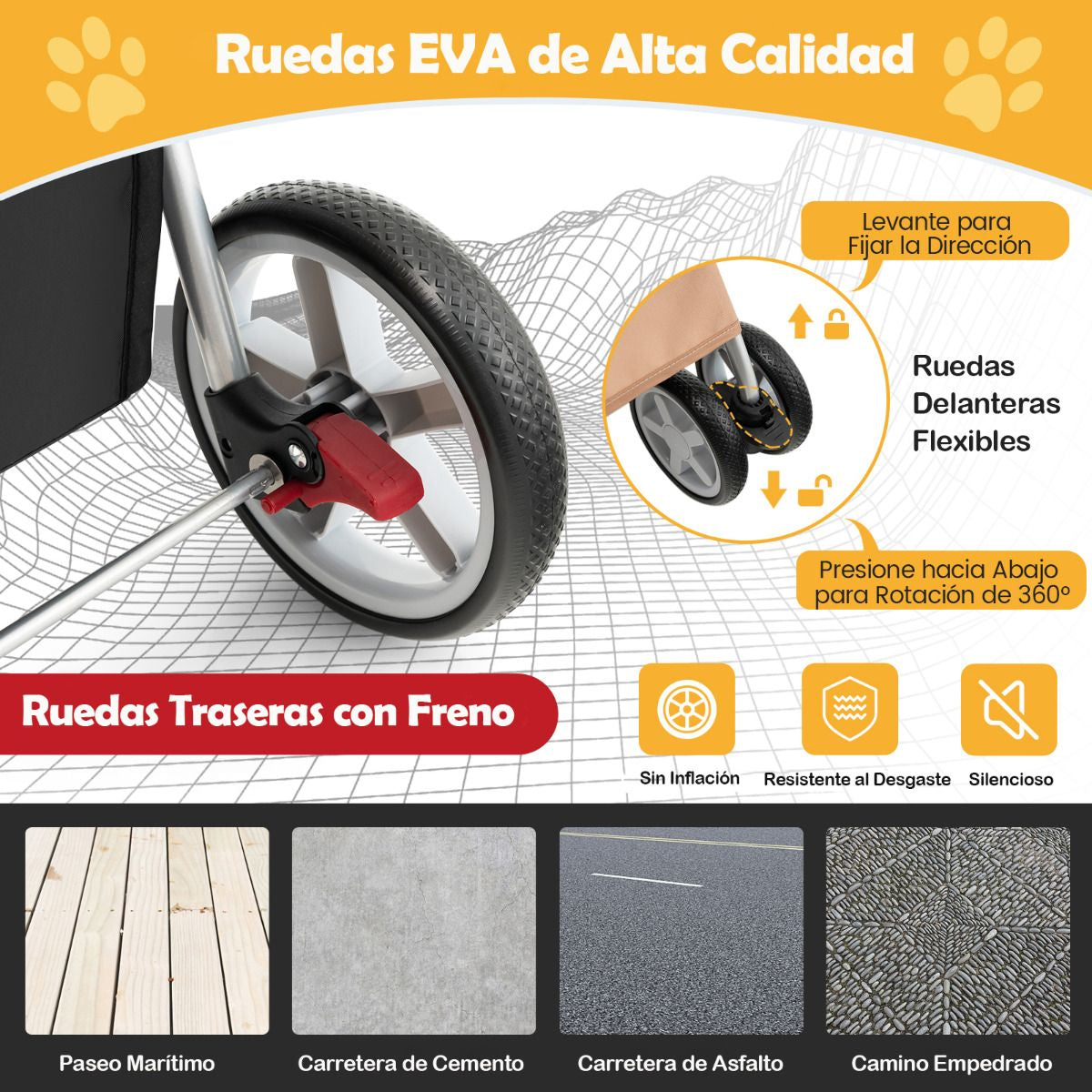 Cochecito Para Mascotas Plegable De 4 Ruedas Transportín De Viaje Portátil Para Gatos/Perros Con Cesta Ventana 87 X 46 X 102 Cm